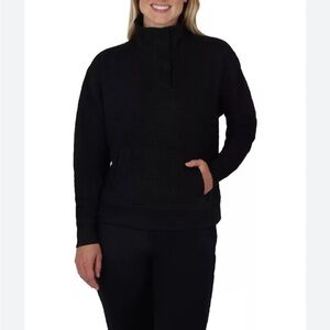 Yogalicious Women's Black Diamond Quilted 1/2 Zip Pullover